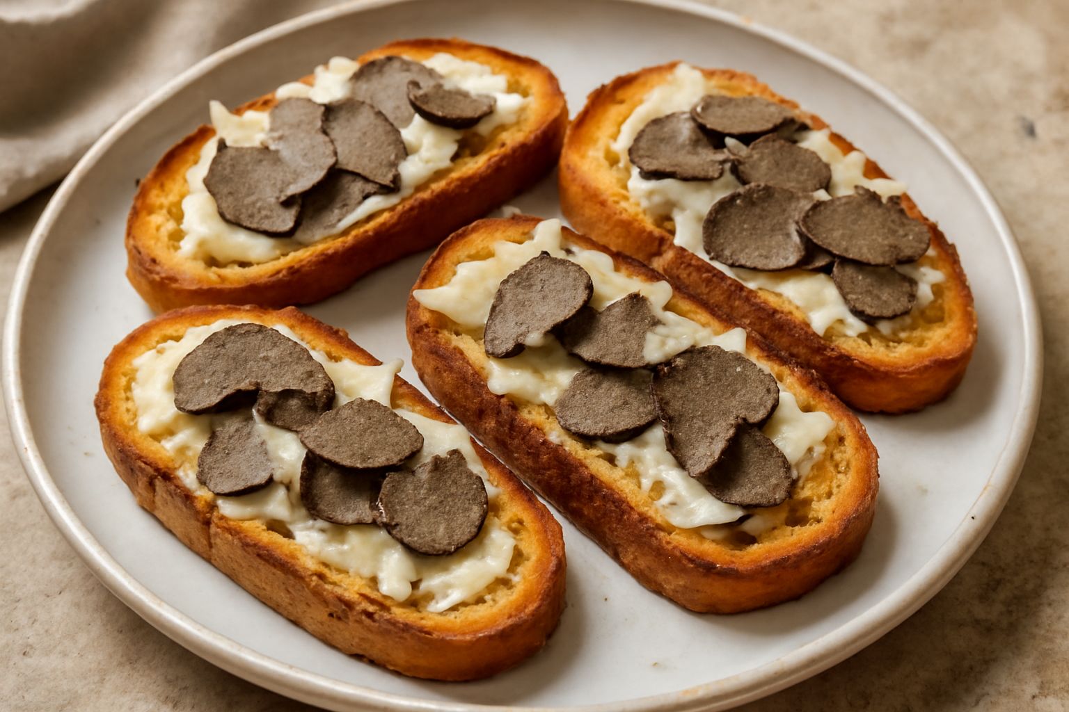 Bruschette al tartufo: croccantezza e umami che nutrono senza appesantire