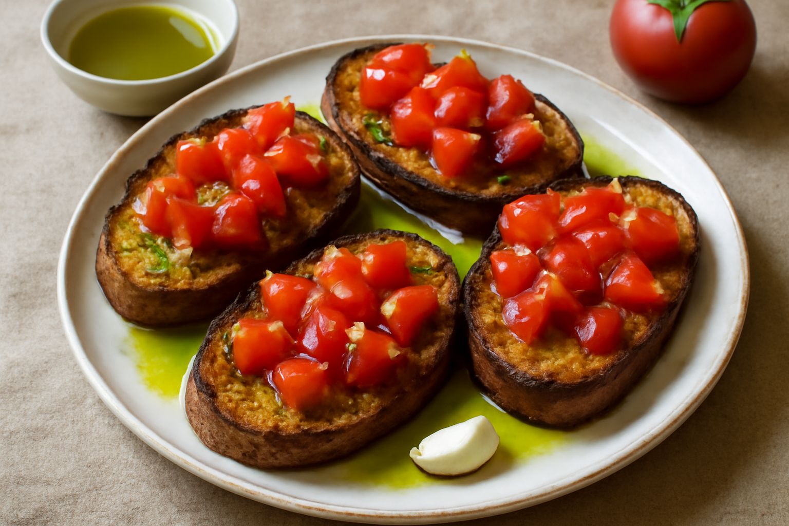 Bruschette all'olio nuovo: croccanti e nutrienti di antiossidanti freschi