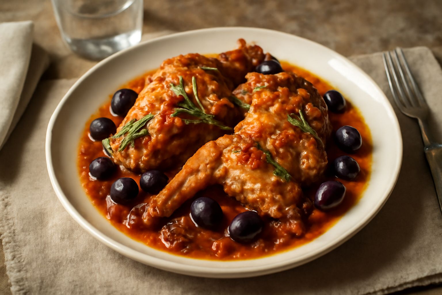 Coniglio alla cacciatora: olive e rosmarino che lo profumano