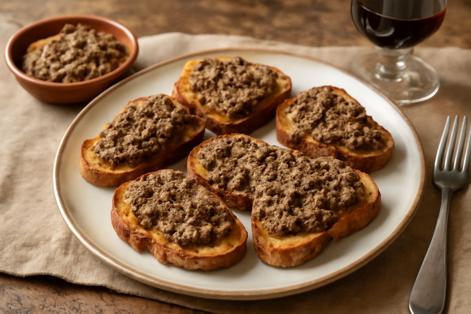 Crostini alla toscana: pane croccante e fegatini, il piatto che non manca mai