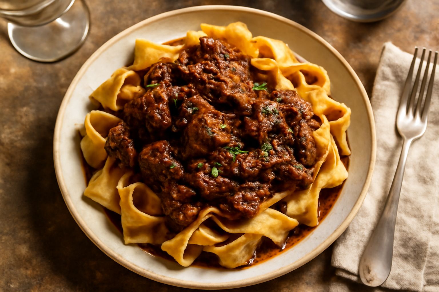 Pappardelle al cinghiale: come la marinatura ammorbidisce la carne