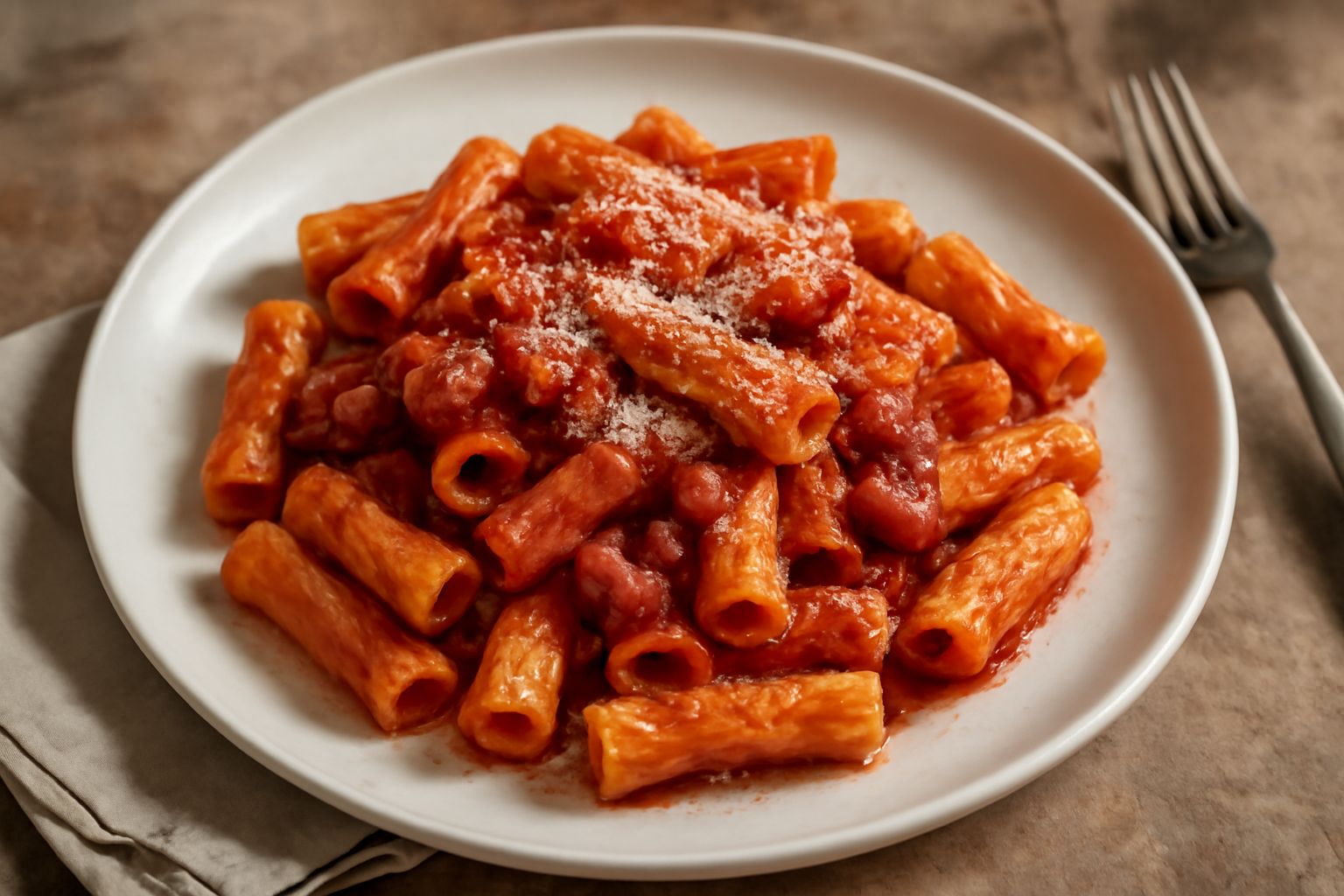 Pasta all'amatriciana: come dosare guanciale, pomodoro e pecorino