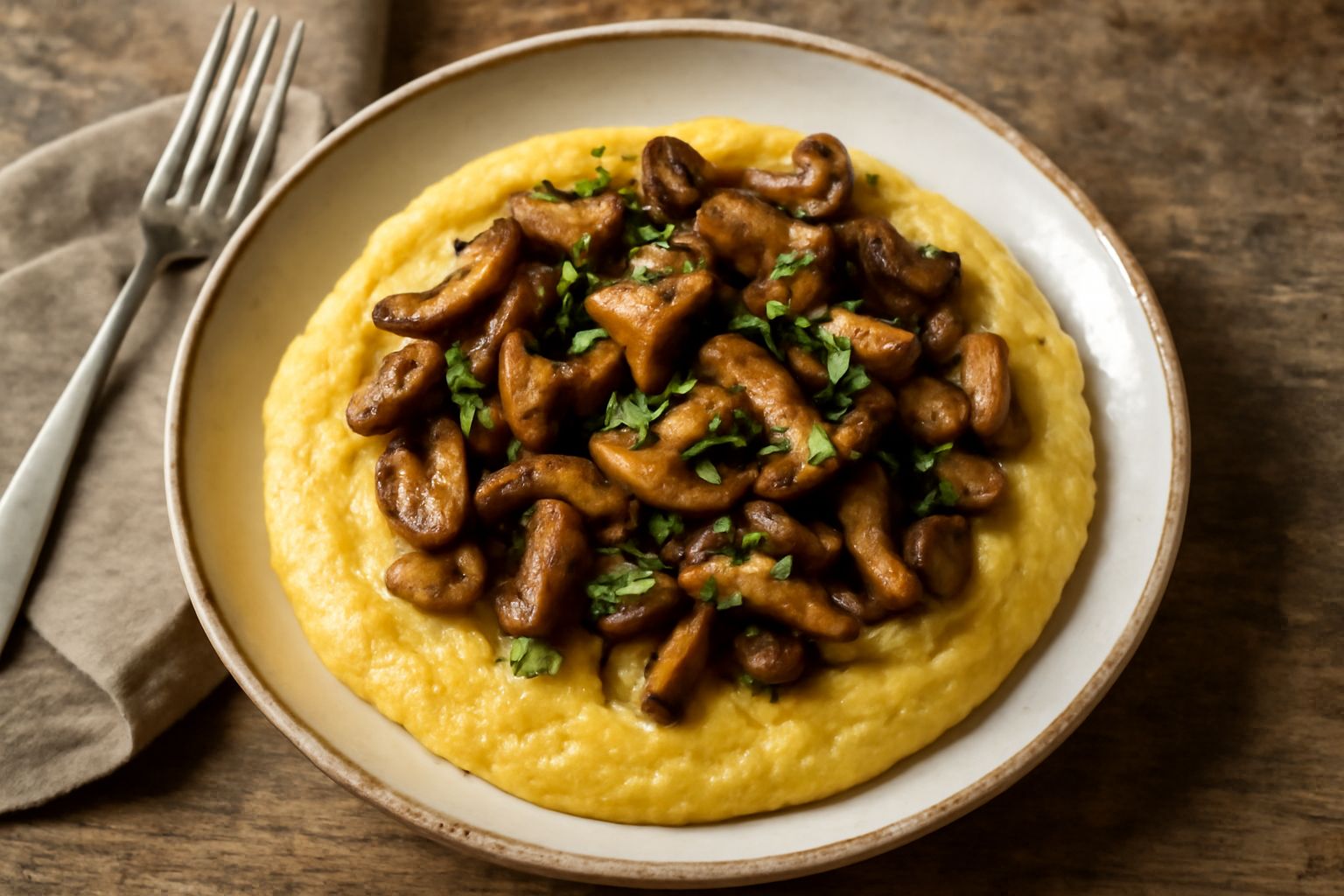 Polenta con i funghi: il piatto che trasforma gli scarti della cucina in oro